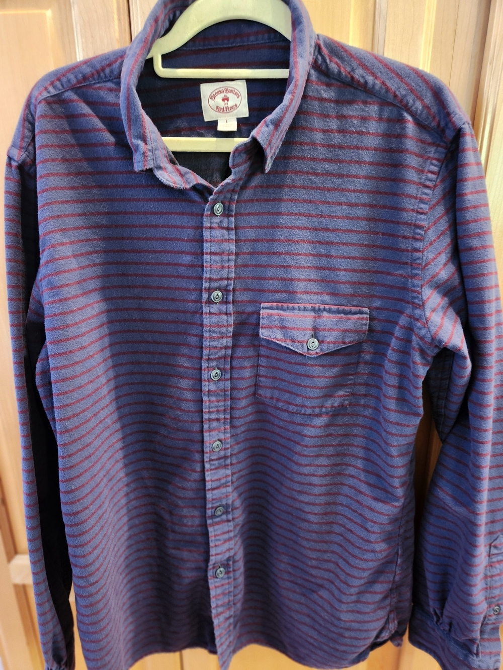 Brooks Brothers Blue Shirt with Red Stripes